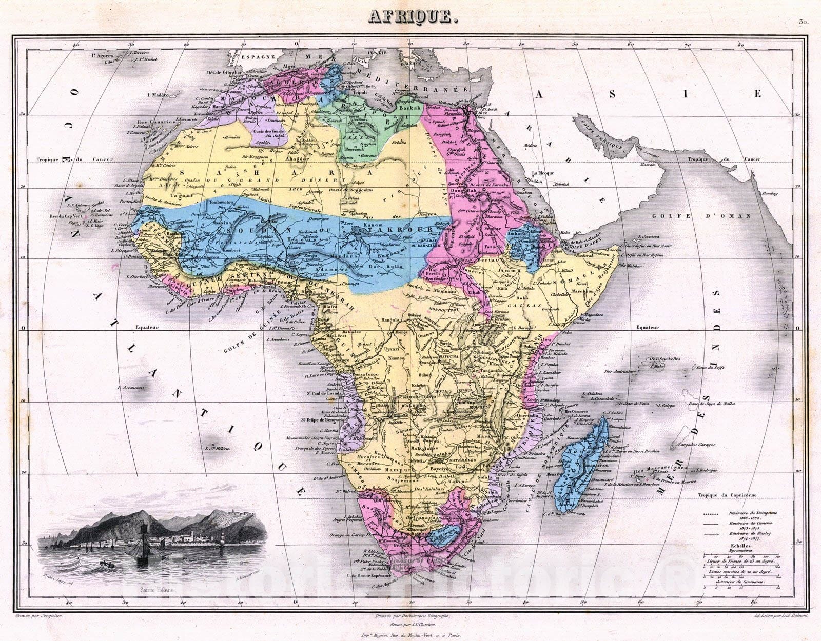 Historic Map : 1880 Afrique : Vintage Wall Art
