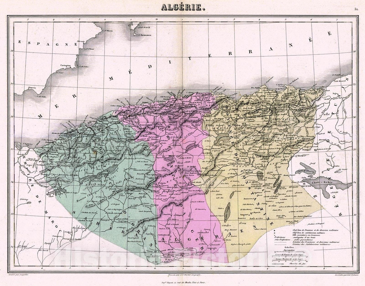 Historic Map : 1880 Algerie : Vintage Wall Art