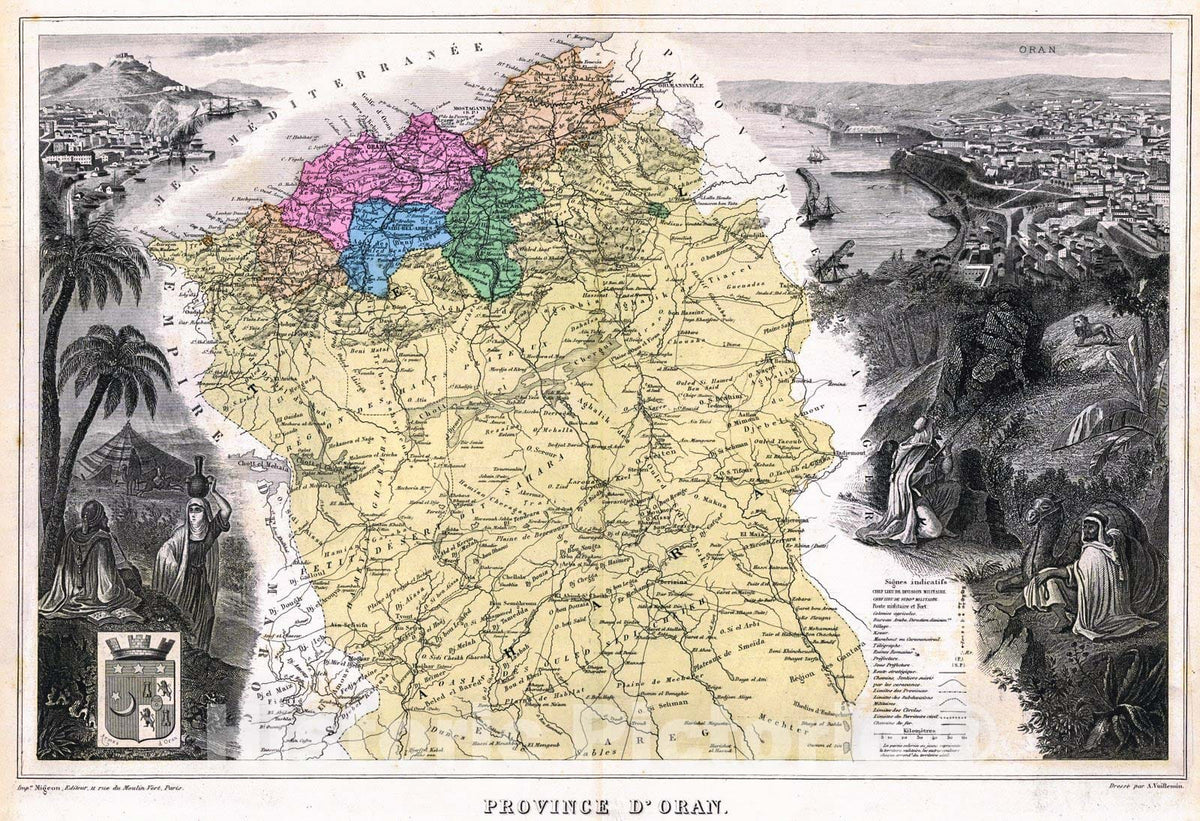 Historic Map : 1881 Province d'Oran : Vintage Wall Art