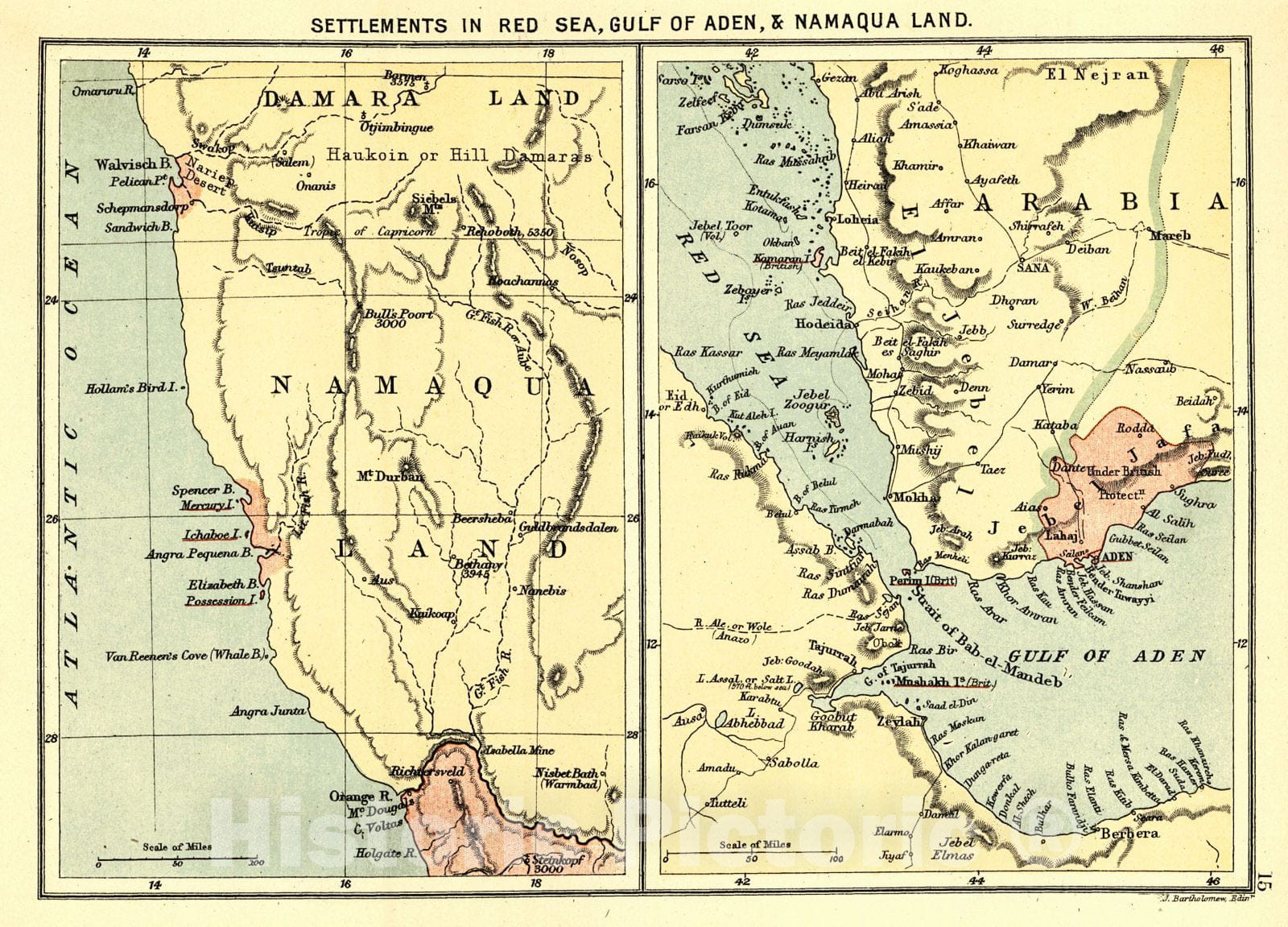 Historic Map : 1883 Settlements in Red Sea, Gulf of Aden and Namaqua Land : Vintage Wall Art