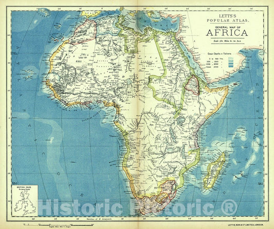 Historic Map : 1884 General Map of Africa : Vintage Wall Art