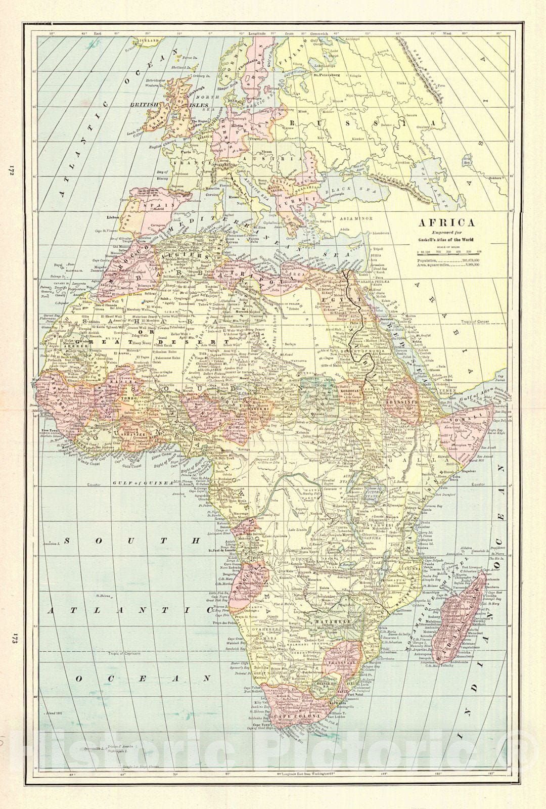 Historic Map : 1887 Africa : Vintage Wall Art