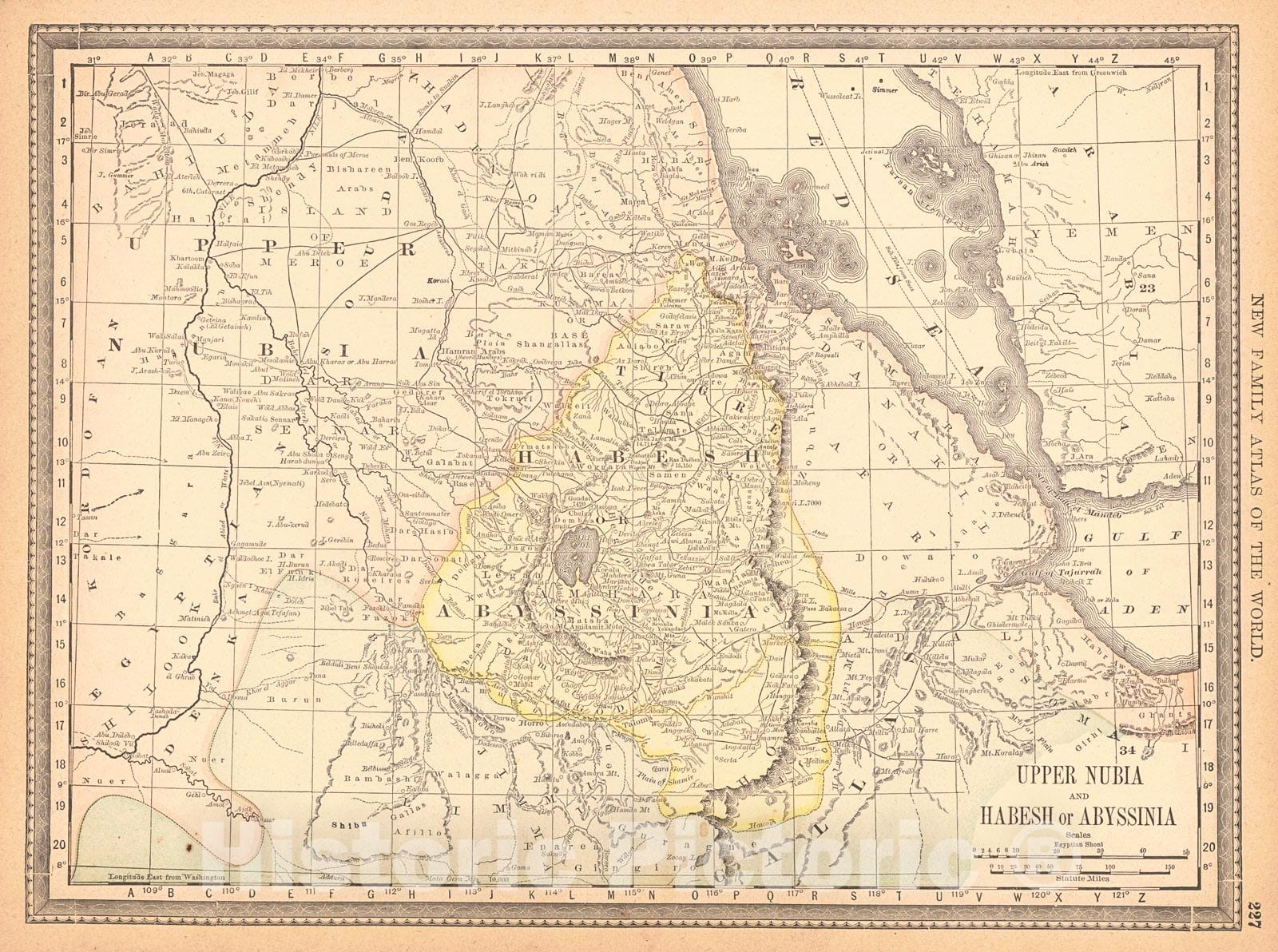 Historic Map : 1890 Upper Nubia and Habesh or Abyssinia : Vintage Wall Art