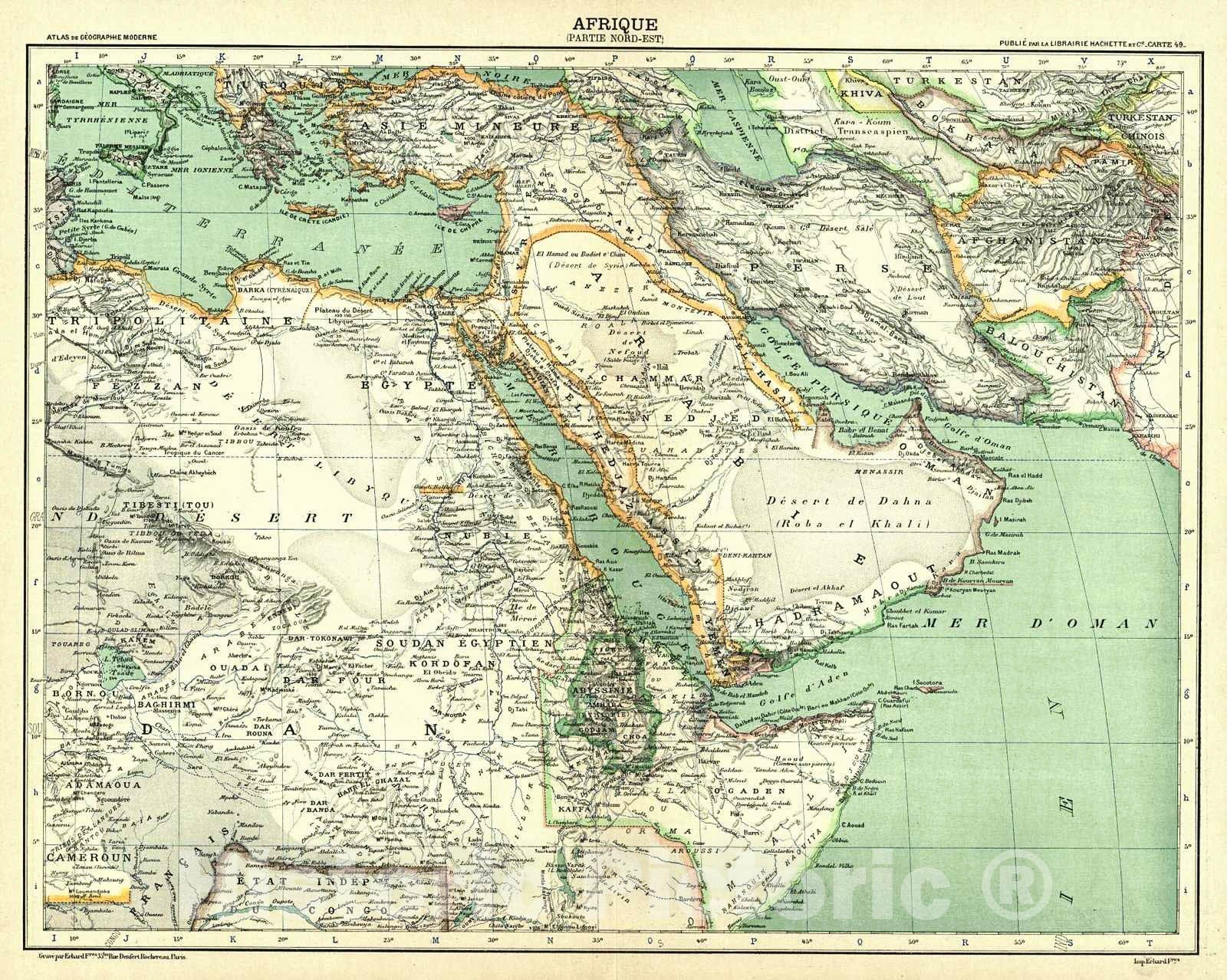 Historic Map : 1890 Afrique (Partie Nord-Est) : Vintage Wall Art