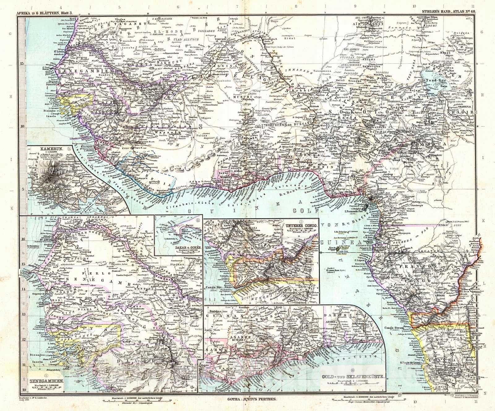 Historic Map : 1891 Afrika (3, 4, 5, & 6 of 6) : Vintage Wall Art