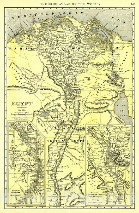 Historic Map : 1898 Egypt : Vintage Wall Art