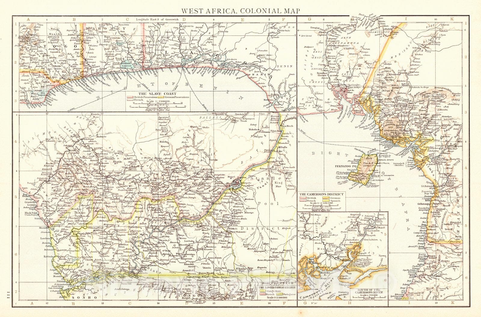 Historic Map : 1899 West Africa, Colonial Map : Vintage Wall Art