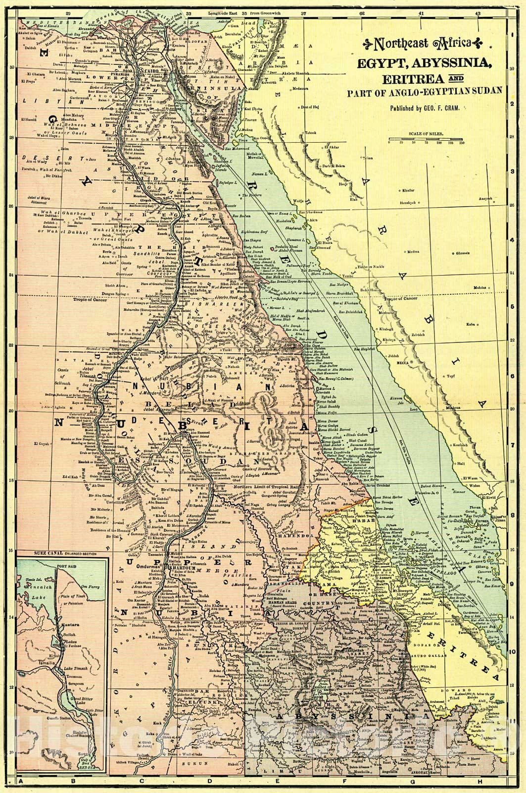 Historic Map : 1907 Egypt, Abyssinia, Eritrea and part of Anglo-Egyptian Sudan : Vintage Wall Art