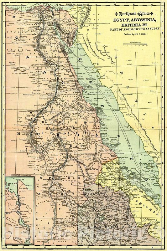 Historic Map : 1907 Egypt, Abyssinia, Eritrea and part of Anglo-Egyptian Sudan : Vintage Wall Art