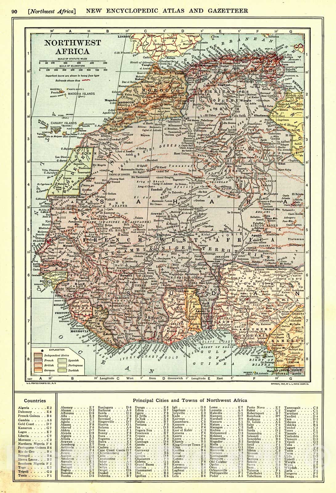 Historic Map : 1909 Northwest Africa : Vintage Wall Art