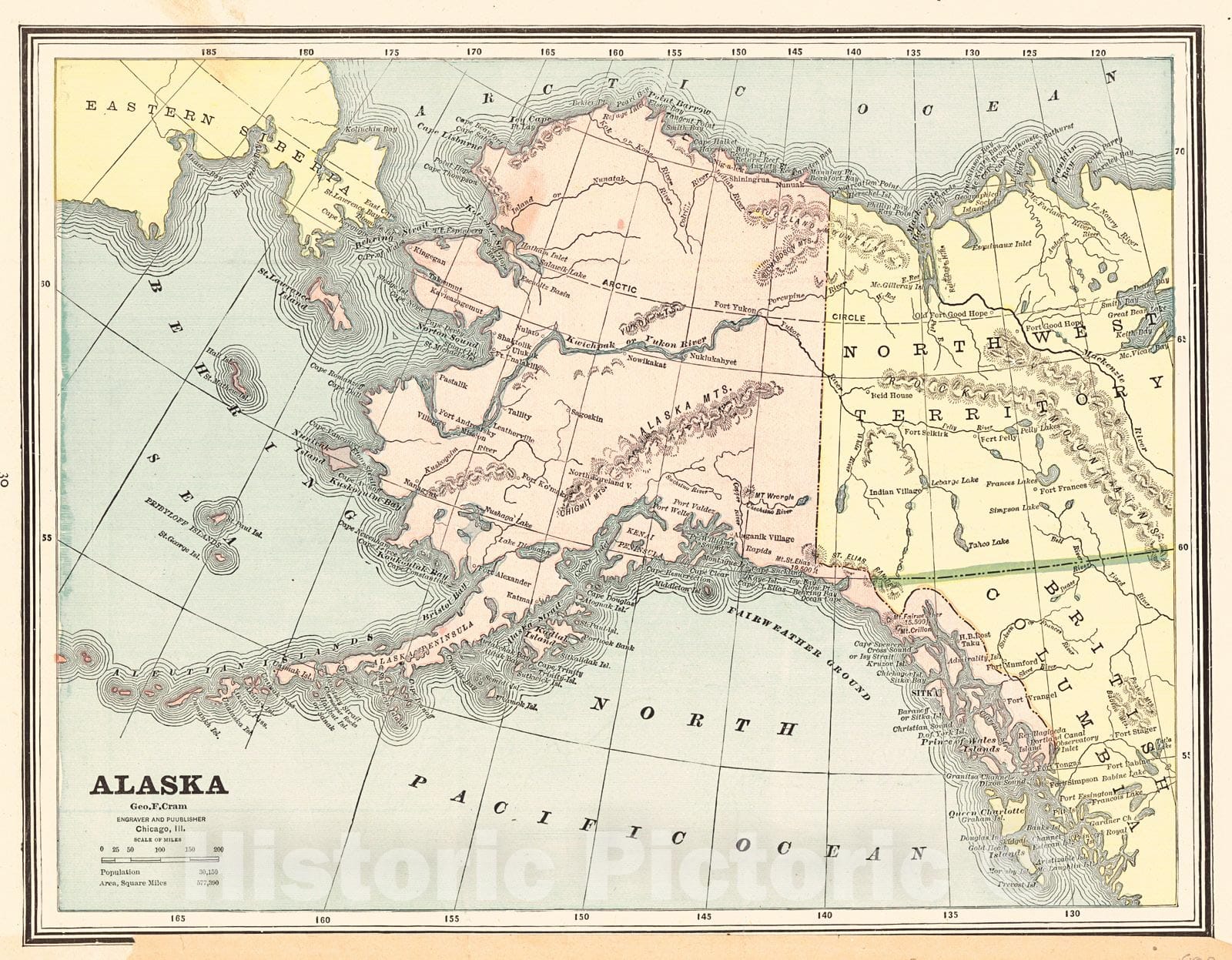Historic Map : 1887 Alaska : Vintage Wall Art