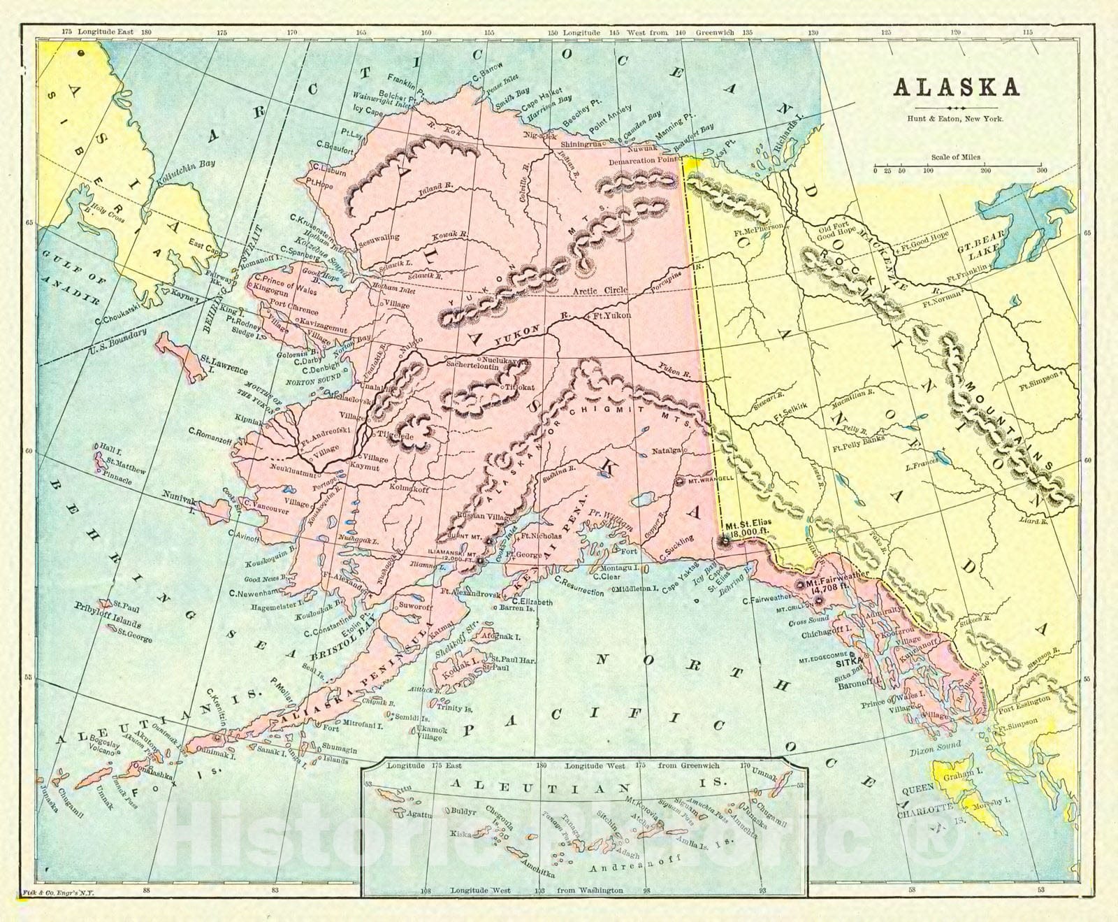 Historic Map : 1892 Alaska : Vintage Wall Art