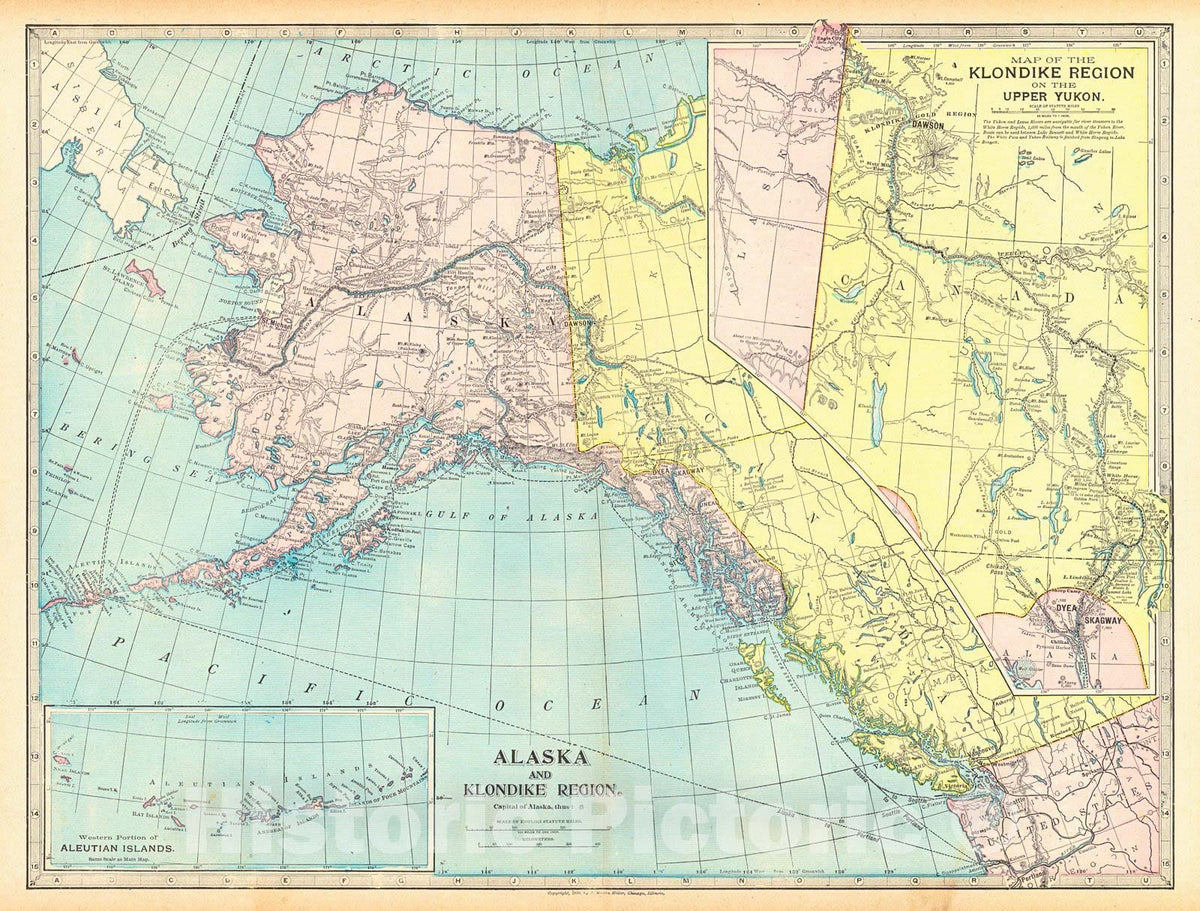 Historic Map : 1899 Alaska and Klondike Region : Vintage Wall Art