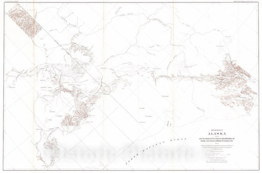 Historic Map : 1900 Explorations in Alaska, Route from Lynn Canal via headwaters of White and Tanana Rivers to Eagle City  : Vintage Wall Art