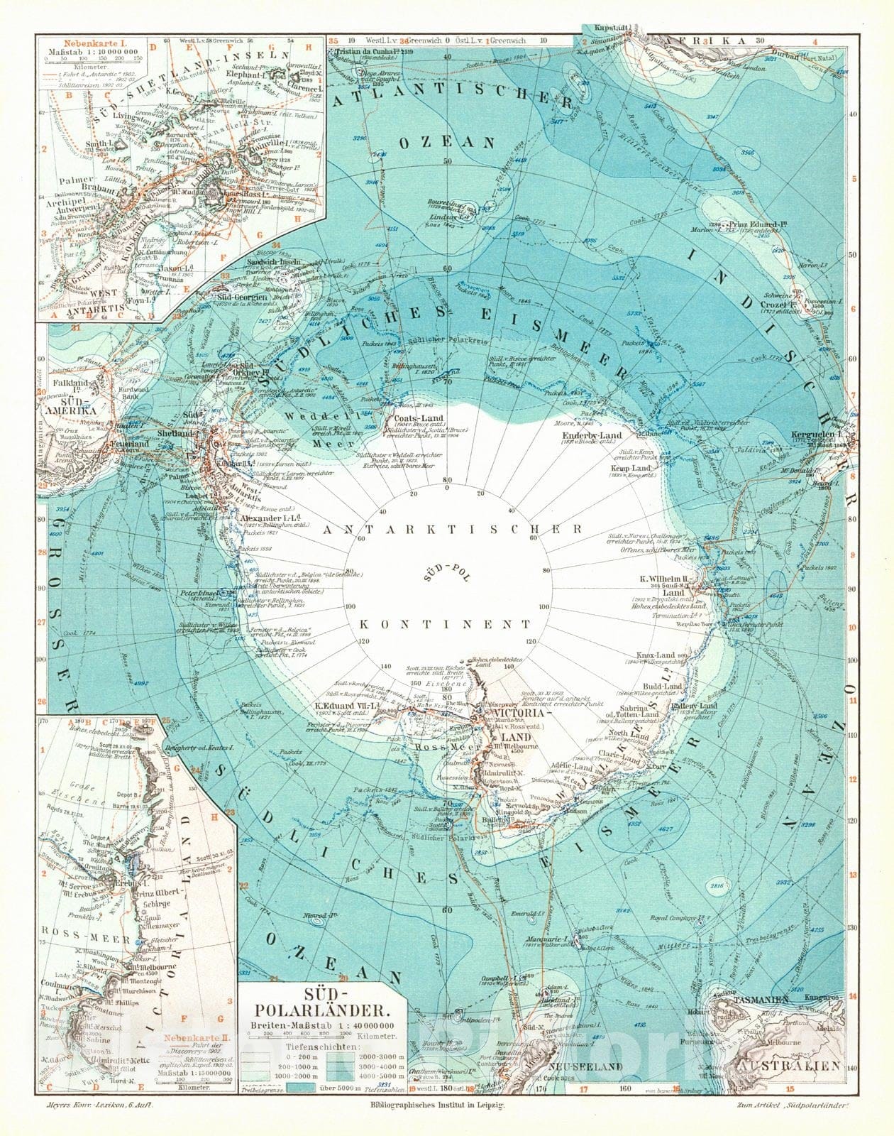 Historic Map : 1906 S&uuml;d-Polarl&auml;nder : Vintage Wall Art