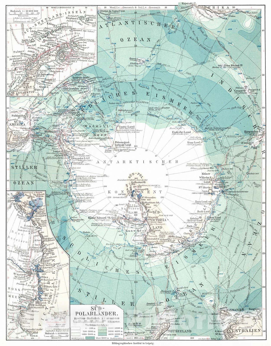 Historic Map : 1924 S&uuml;bpolarl&auml;nder : Vintage Wall Art