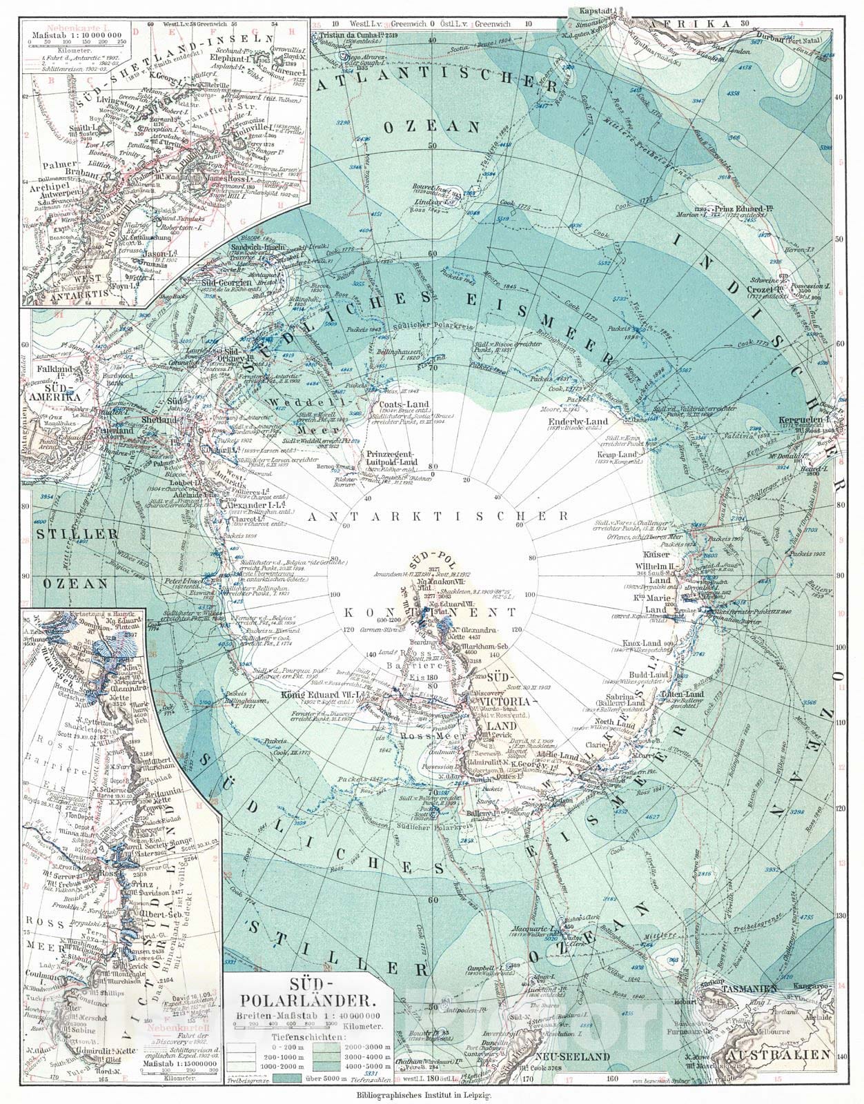Historic Map : 1924 S&uuml;bpolarl&auml;nder : Vintage Wall Art
