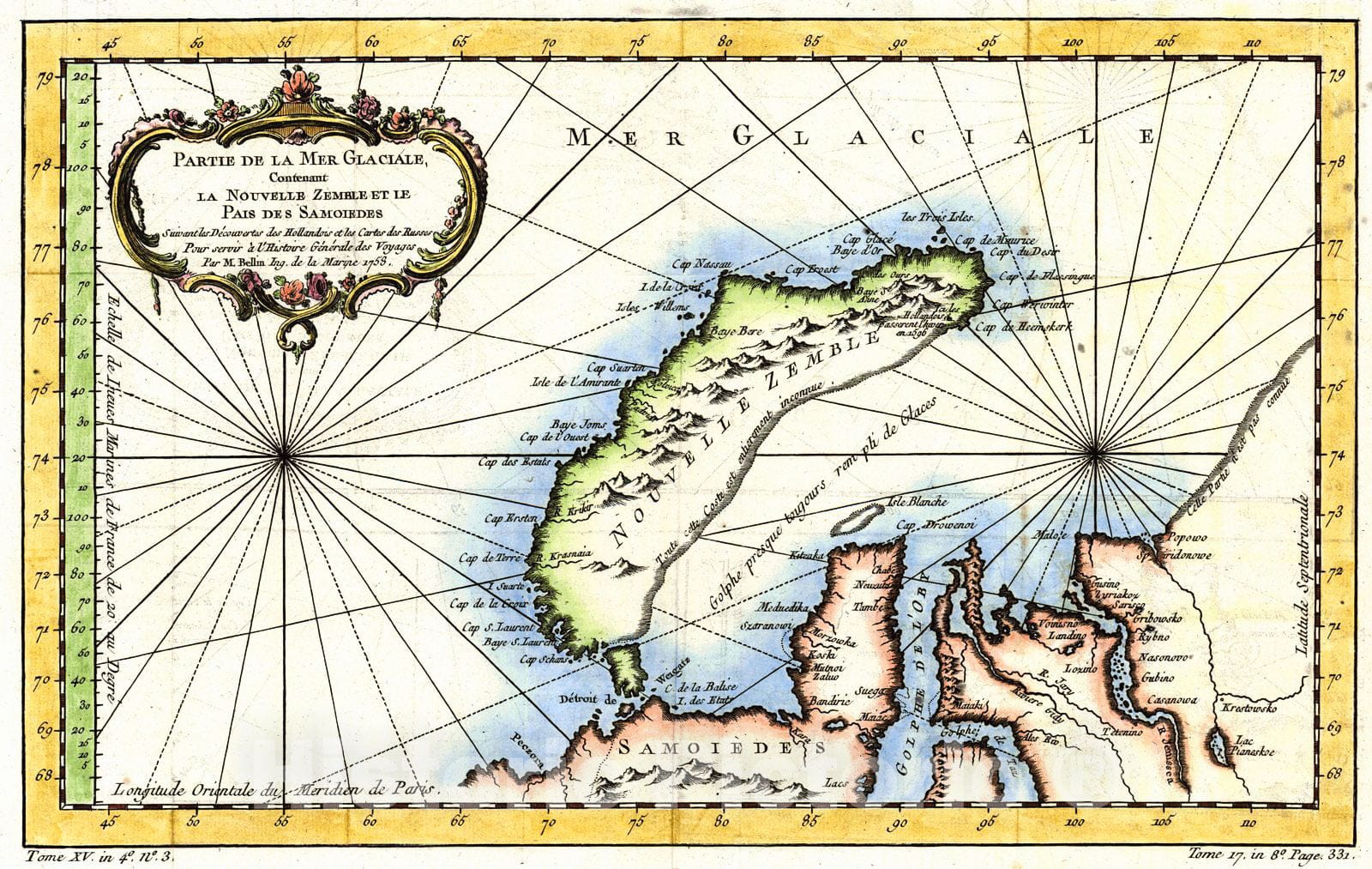 Historic Map : 1758 Partie de la Glaciale, Contenant la Nova Zembla : Vintage Wall Art