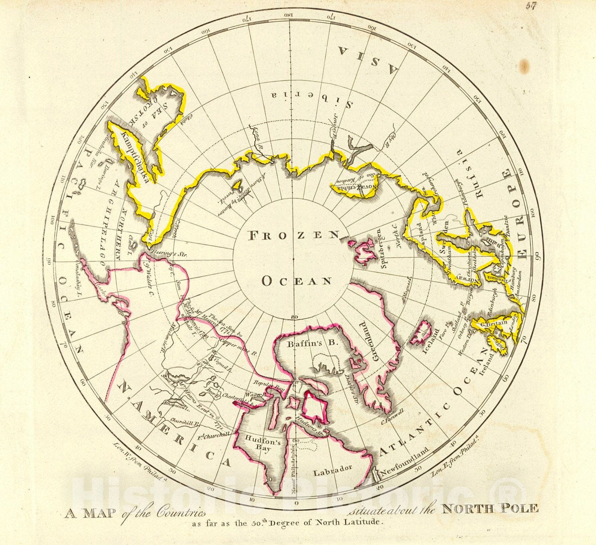 Historic Map : 1814 A Map of the Countries situated about the North Pole : Vintage Wall Art
