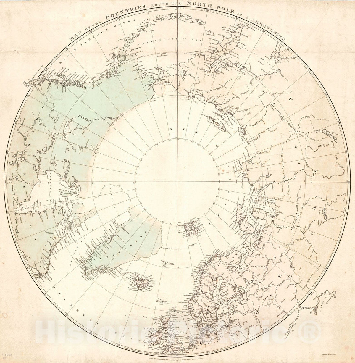 Historic Map : 1818 Map of the Countries round the North Pole : Vintage Wall Art