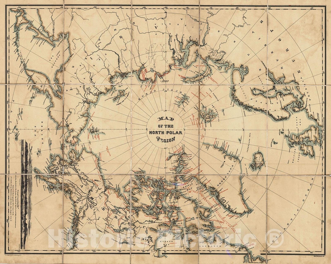Historic Map : c.1878 Map of the North Polar Region : Vintage Wall Art
