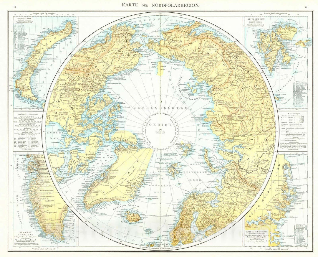 Historic Map : 1881 Karte der Nordpolarregion : Vintage Wall Art