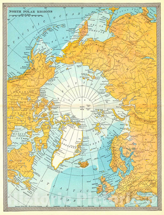 Historic Map : 1904 North Polar Regions : Vintage Wall Art