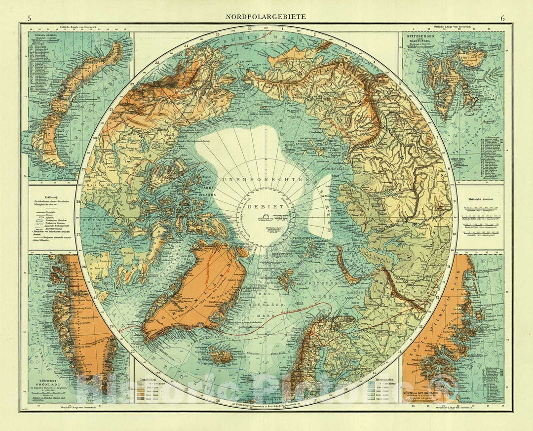 Historic Map : 1904 Nordpolargebiete : Vintage Wall Art