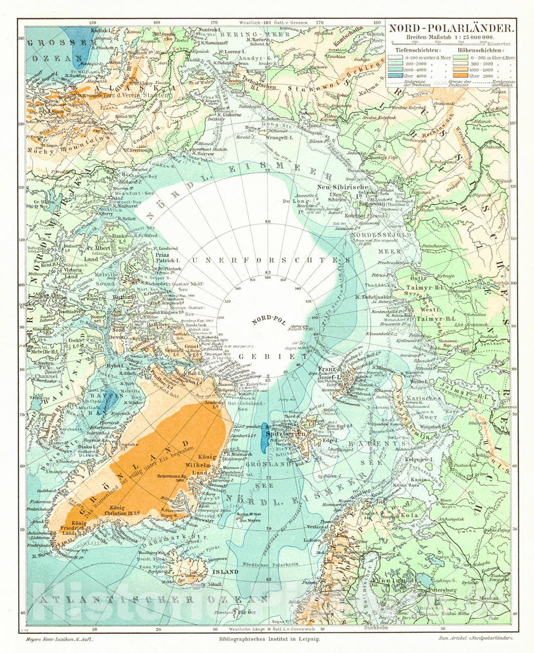 Historic Map : 1906 Nord-Polarl&auml;nder : Vintage Wall Art