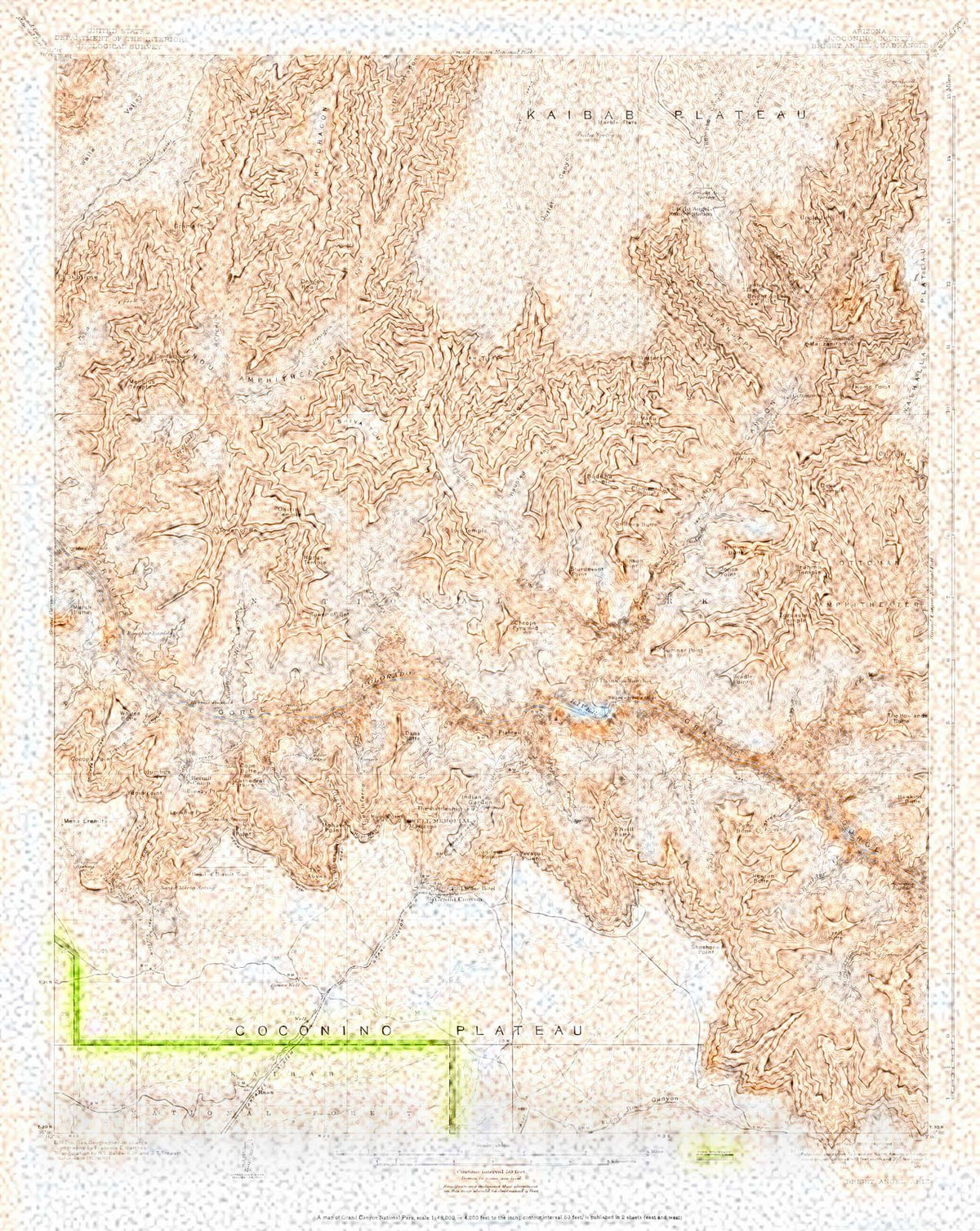 Historic Map : 1906 Bright Star Quadrangle, Coconino County, Arizona : Vintage Wall Art