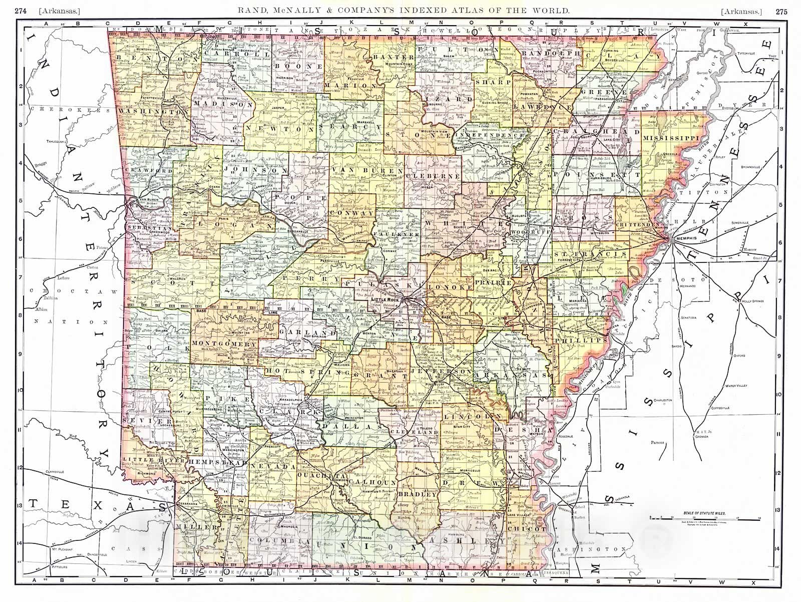 Historic Map : 1890 Arkansas : Vintage Wall Art