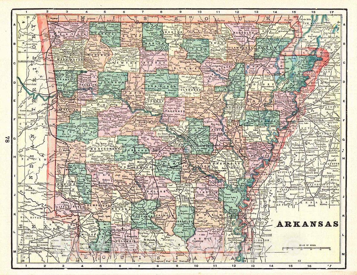 Historic Map : 1898 Arkansas : Vintage Wall Art
