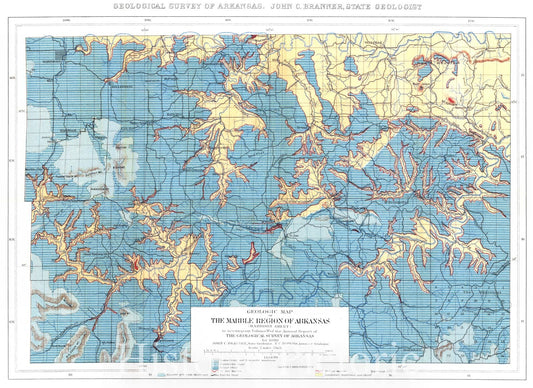 Historic Map : 1890 Geologic Map of the Marble Region - Harrison Sheet : Vintage Wall Art