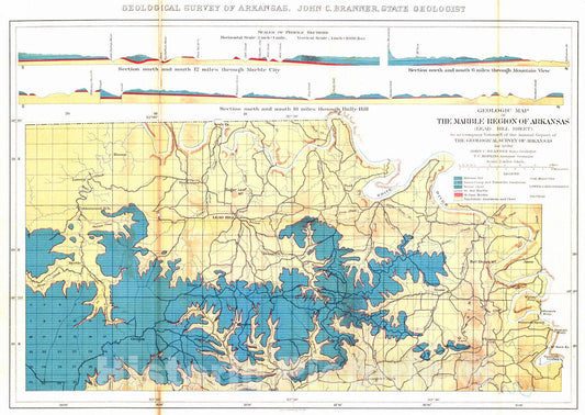 Historic Map : 1890 Geologic Map of the Marble Region - Lead Hill Sheet : Vintage Wall Art