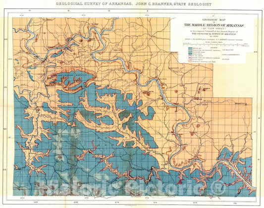 Historic Map : 1890 Geologic Map of the Marble Region - Mountain View Sheet : Vintage Wall Art