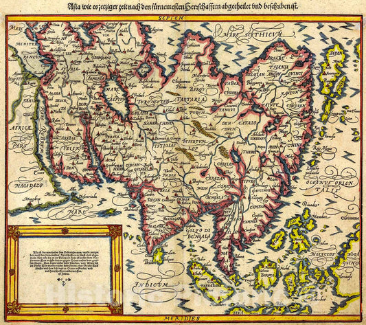 Historic Map : 1628 Asia wie es jetziger zeit nach den furnemensten Herzschafften abgecheilet und beschriben ist. : Vintage Wall Art