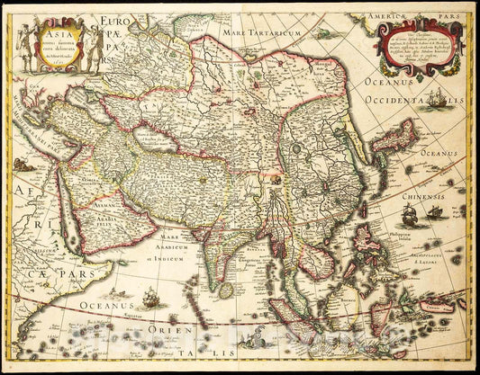 Historic Map : 1631 Asia recens summa cura delineata / auct. Henr. Hondio : Vintage Wall Art