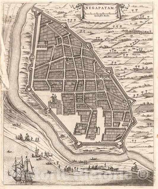 Historic Map : 1695 Negapatam (India) : Vintage Wall Art