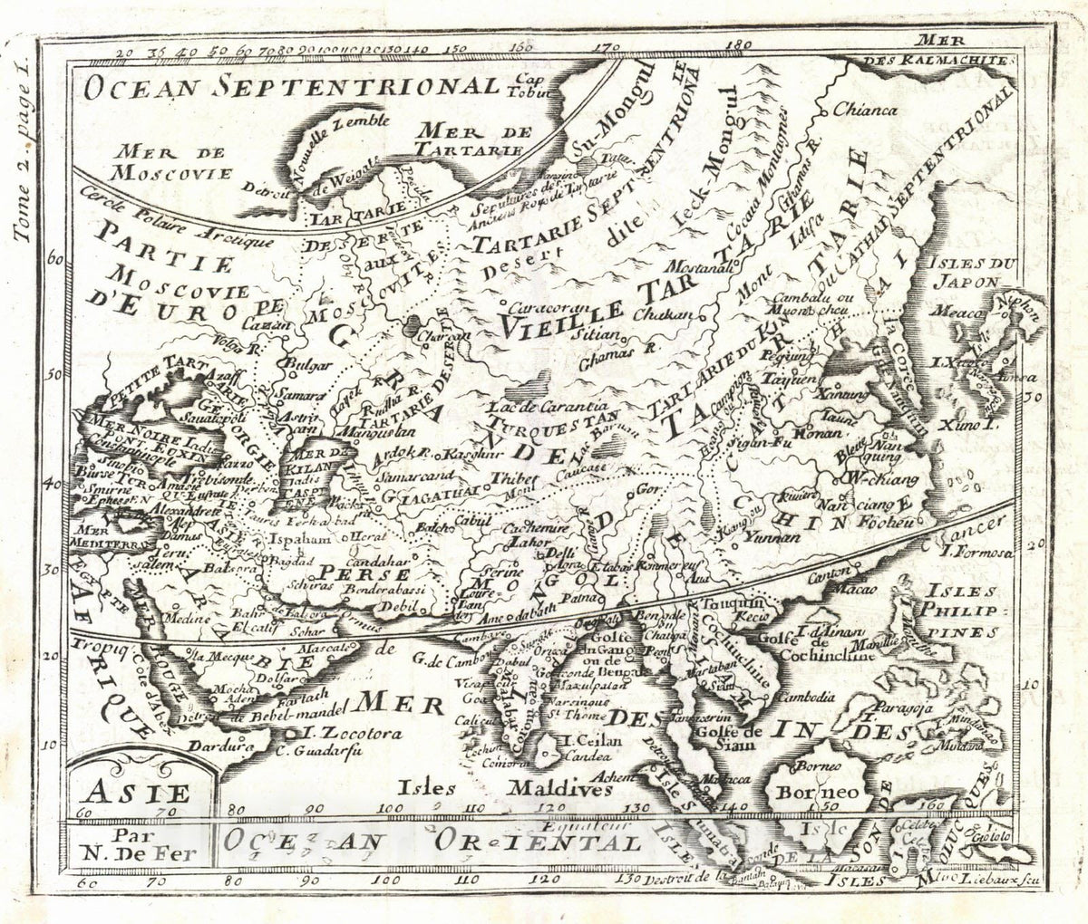 Historic Map : 1705 Asie : Vintage Wall Art