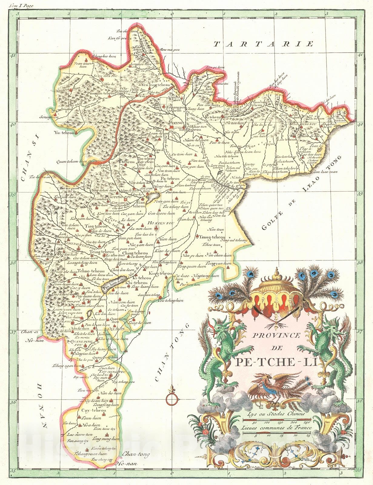 Historic Map : 1735 Province de Pe-Tche-Li (China) : Vintage Wall Art