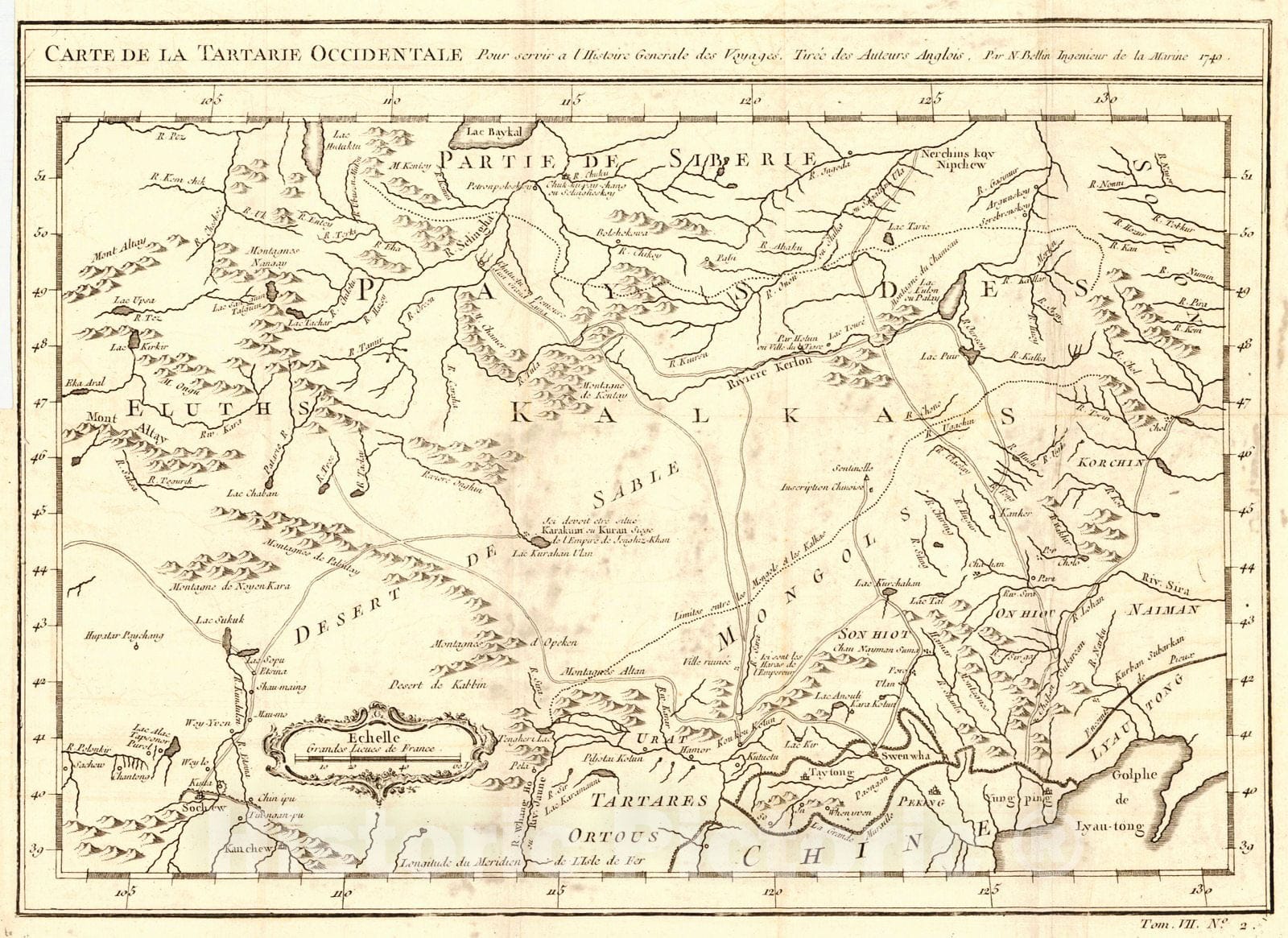 Historic Map : 1749 Carte de la Tartarie Occidentale : Vintage Wall Art