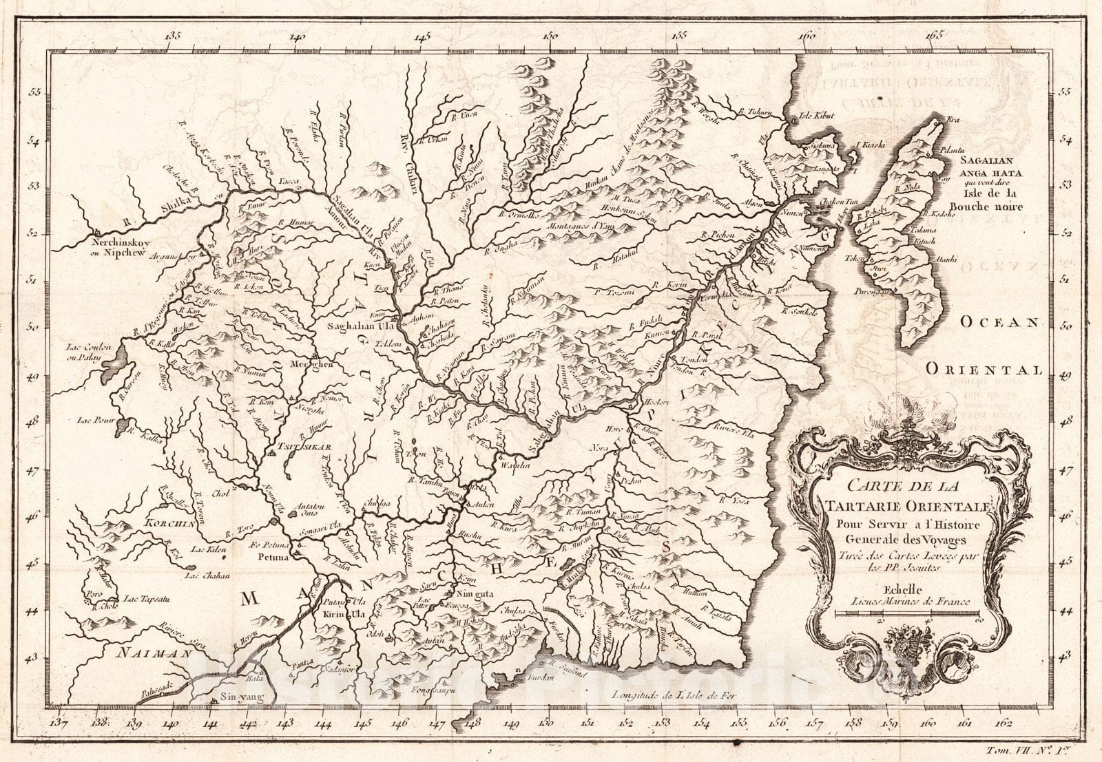 Historic Map : 1749 Carte De La Tartarie Orientale : Vintage Wall Art