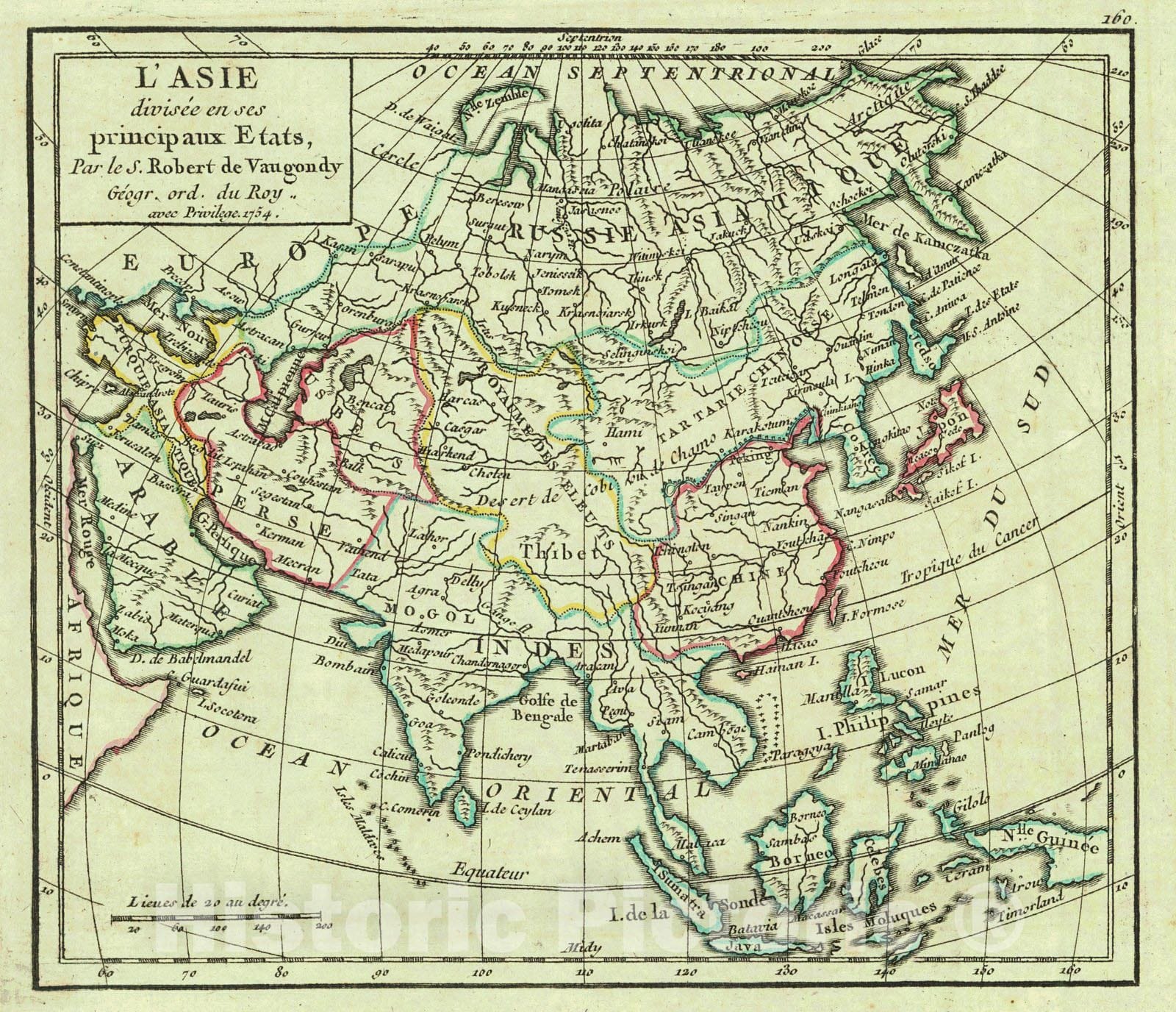 Historic Map : 1754 L'Asie divisee en ses principaux Etats  : Vintage Wall Art