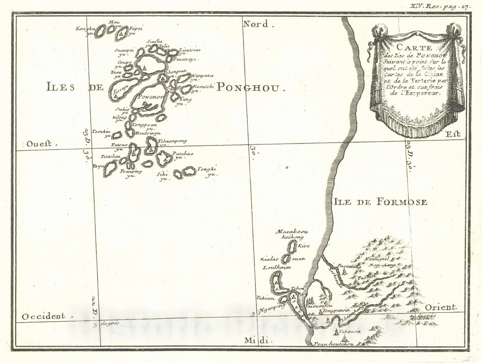 Historic Map : 1781 Carte des Iles de Ponghou : Vintage Wall Art