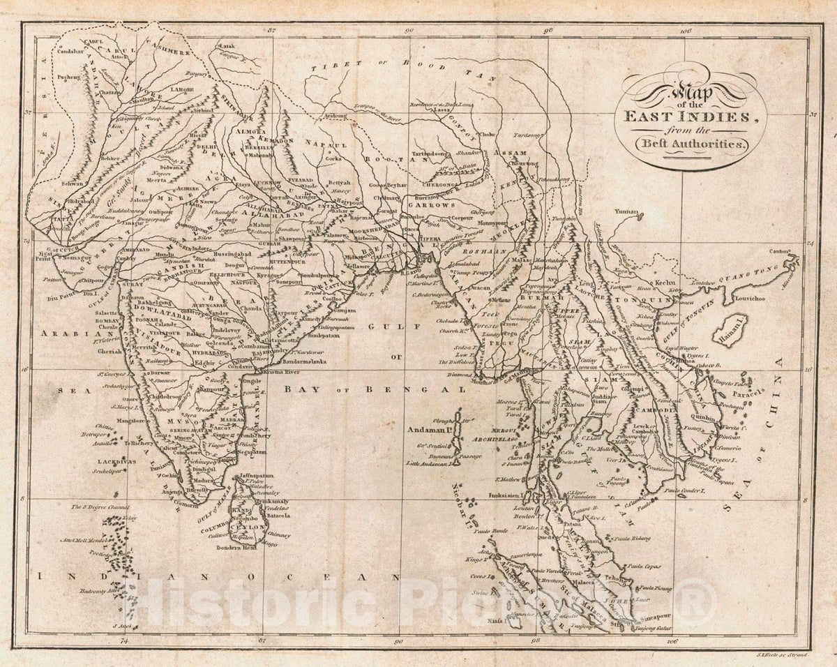 Historic Map : 1805 Map of the East Indies from the Best Authorities : Vintage Wall Art