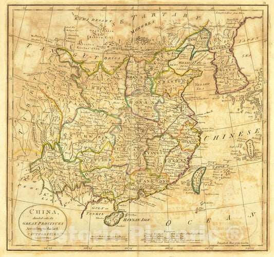 Historic Map : 1814 China divided into its Great Provinces according to the best authorities : Vintage Wall Art