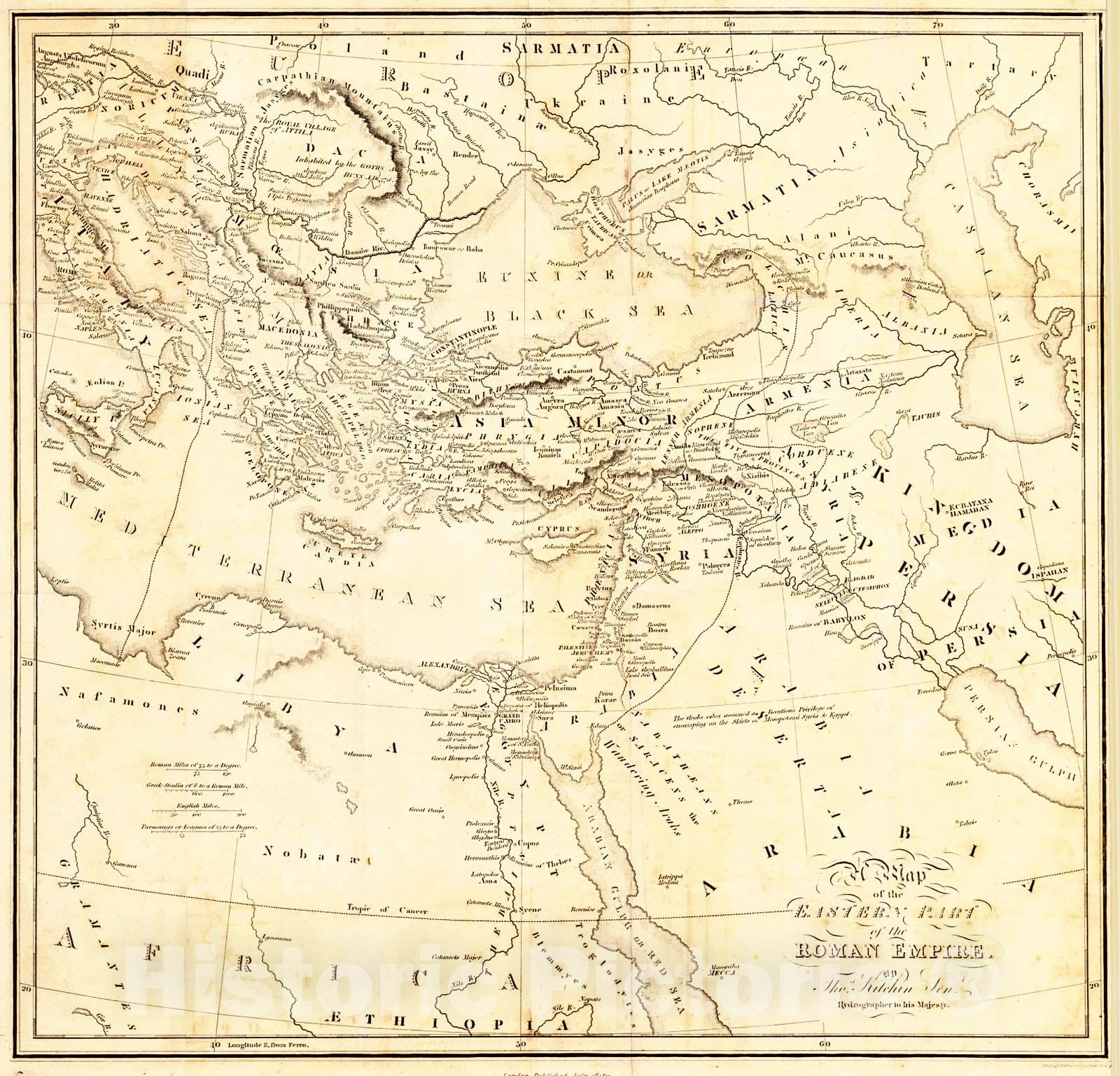 Historic Map : 1815 A Map of the Eastern Part of the Roman Empire : Vintage Wall Art