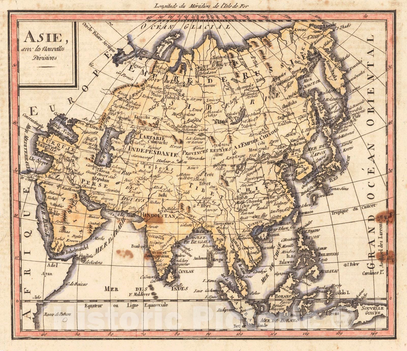 Historic Map : 1820 Asie, avec les Nouvelles Divisions : Vintage Wall Art