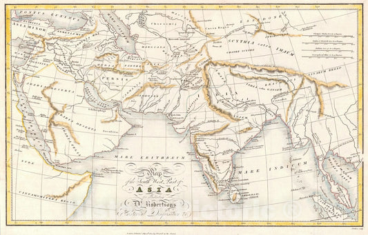 Historic Map : 1821 Map of the South West Part of Asia  : Vintage Wall Art