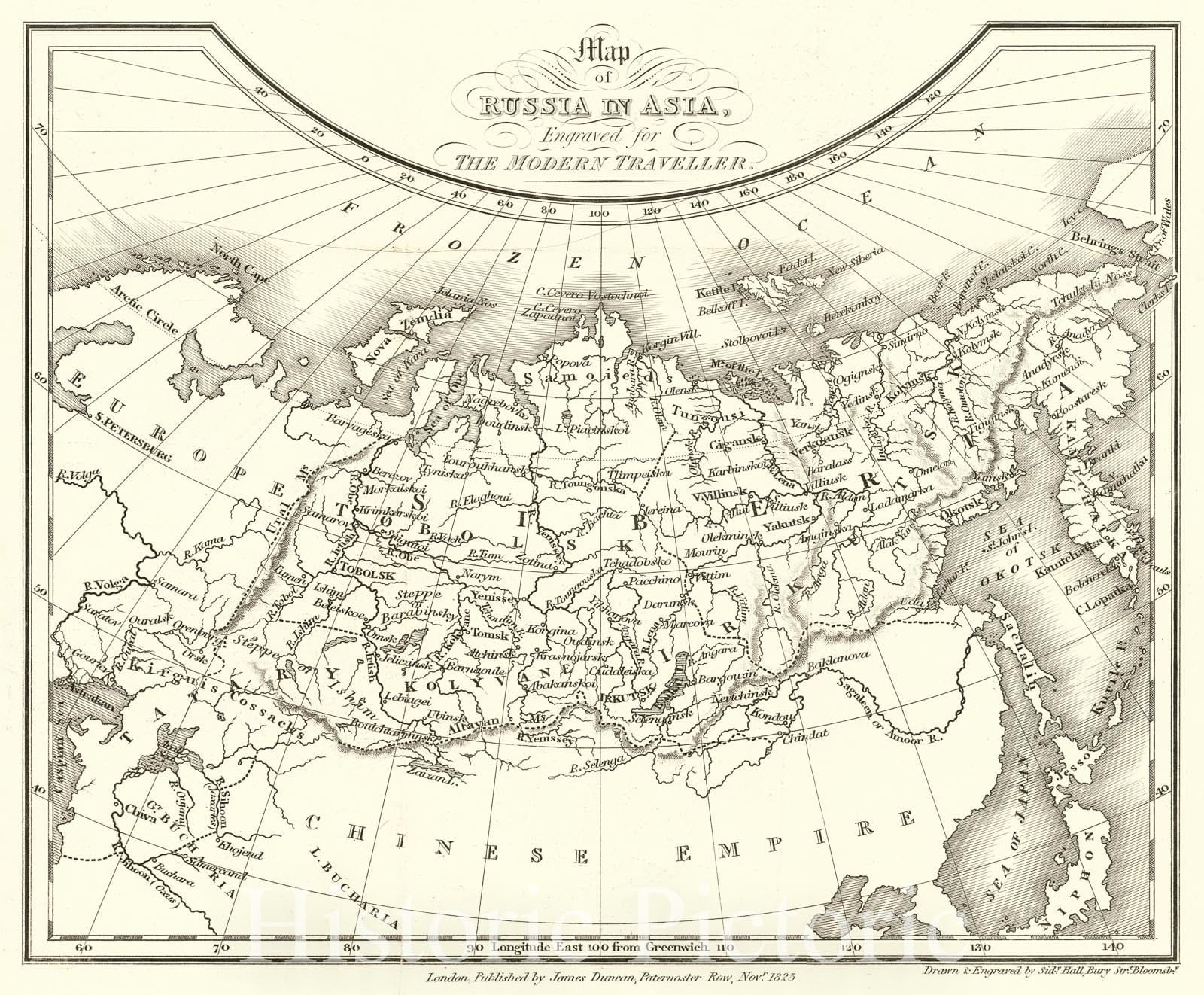 Historic Map : 1825 Map of Russia in Asia : Vintage Wall Art